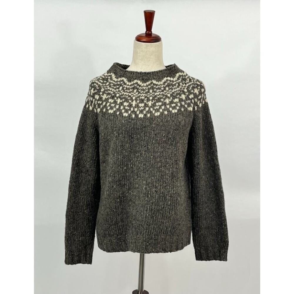 SISKIN MamaOwl Sz M Medium Donegal 100% Merino Wool Fair Isle Pullover Sweater